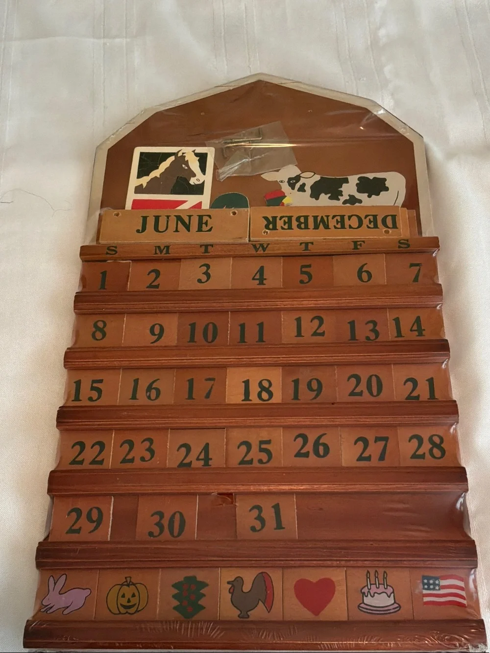 Wooden Perpetual Wall Calendar - Brown